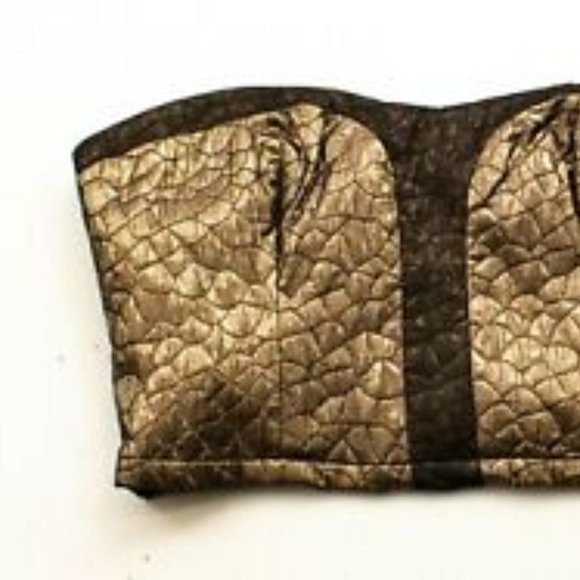 Metallic Gold Tube Top with Zip Back - Picture 5 of 6